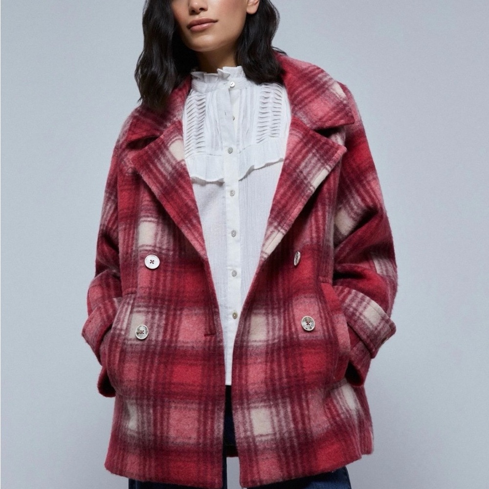 Scalpers Wool Peche Pea Coat in Rose/Raspberry - Size M